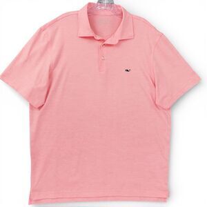 Vineyard Vines Pink Performance Polo Shirt Sz L Short Sleeve Whale Logo Golf